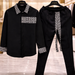 Compleu Bărbați Negru STREVANO – Set Modern cu Detalii Contrast & Stil Premium