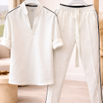Compleu bărbați STREVANO bleu – set modern casual-elegant, croială lejeră și confort premium