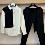 Compleu Bărbați Alb-Negru STREVANO – Set Modern Contrast cu Design Minimal Elegant